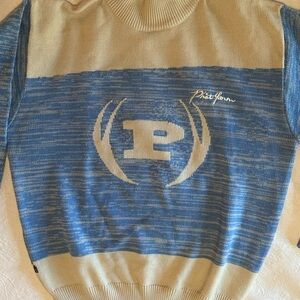 Phat Farm Blue and Cream Logo Sweater